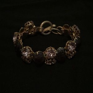 Gold and Purple Rhinestone Bracelet